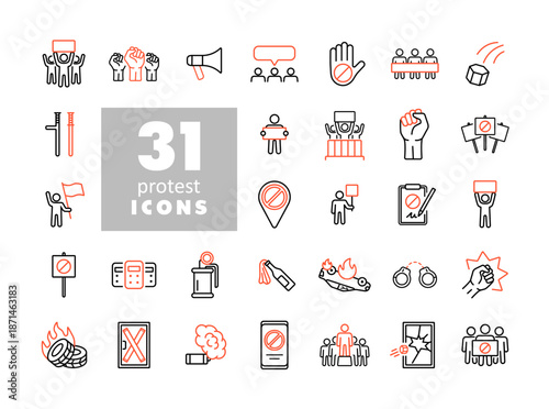 Protest Strike and Social Revolution Icons