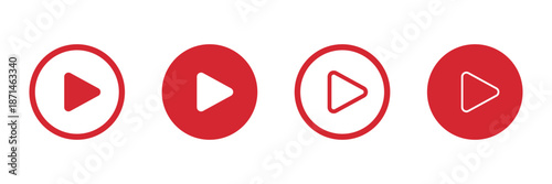 Set of play buttons icons. Play button. Video audio player button. Vector illustration. music video start sign. element. Play icon graphic set. trendy stroke line style. play button pictogram icon set