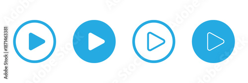 Set of play buttons icons. Play button. Video audio player button. Vector illustration. music video start sign. element. Play icon graphic set. trendy stroke line style. play button pictogram icon set