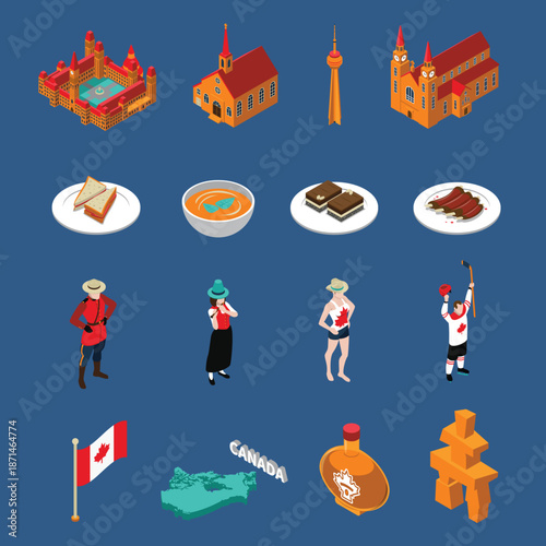 Canada Travel and Culture Touristic Icons