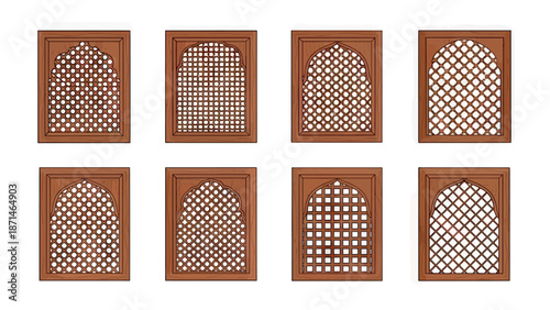 Ornate Lattice Window Designs Set