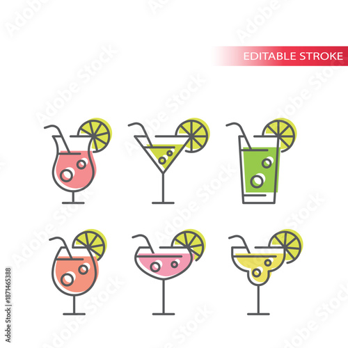 Exotic Cocktail Glasses Icon Collection