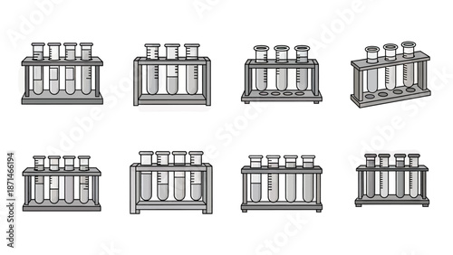 Test Tubes in Racks - Scientific Laboratory Equipment Icons