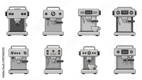 Modern Espresso Machine Collection Featuring Different Designs