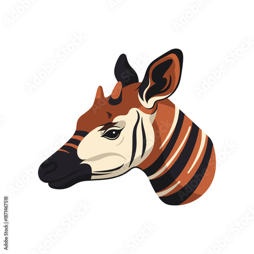 Tableau sur toile Artistic illustration of an okapi's head showcasing its unique features and colo