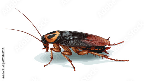 Cute Dead Cockroach Cartoon Illustration on White Background