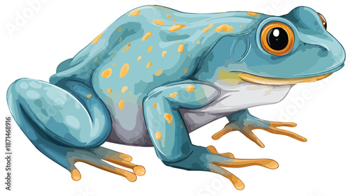 Colorful Frog Cartoon on White Background with Outline - Vector Illustration