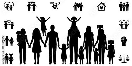 LGBTQ Inclusive Diverse Family Structure Silhouette