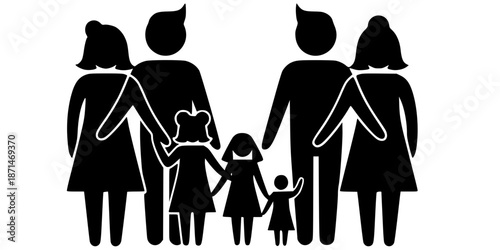 LGBTQ Inclusive Diverse Family Structure Silhouette