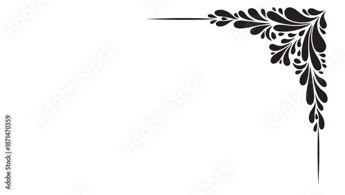 Elegant Decorative Corner Design with Fluid Black Teardrop Elements