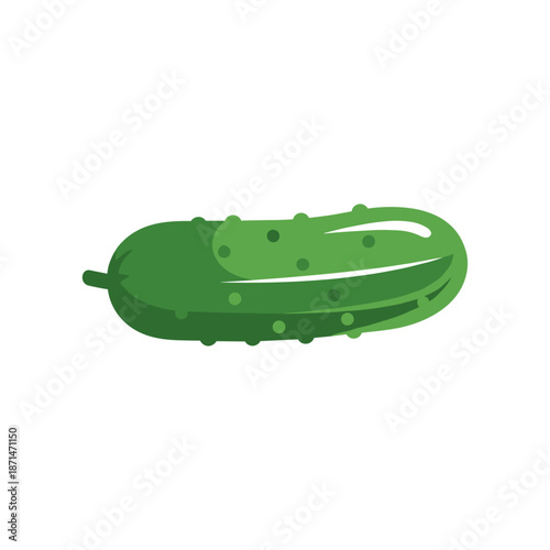 Fresh green cucumber on a white background, showcasing its smooth texture and vibrant color