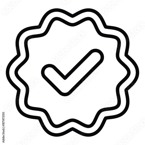 Outline checkmark icon for verified status, success, and completion.