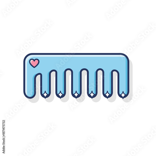 A vibrant blue hair comb with a heart design, showcasing playful styling tools against a white backdrop