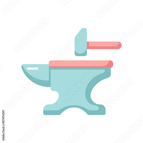 Colorful illustration of an anvil with a hammer, representing metalworking and craftsmanship