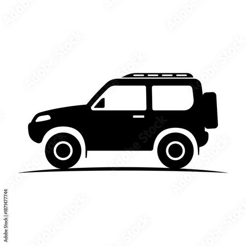 SUV icon. Black silhouette. Side view. Vector simple flat graphic illustration. Isolated object on a white background.