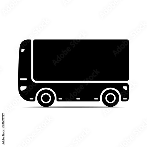 Unmanned autonomous truck. Black silhouette. Side view. Vector simple flat graphic illustration. Isolated object on a white background.