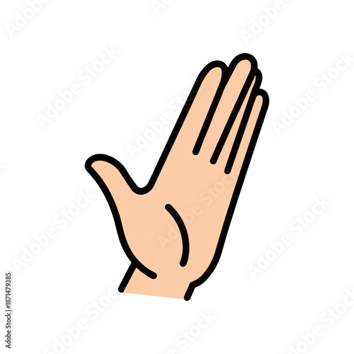 A human hand raised in a greeting gesture against a plain background, symbolizing communication