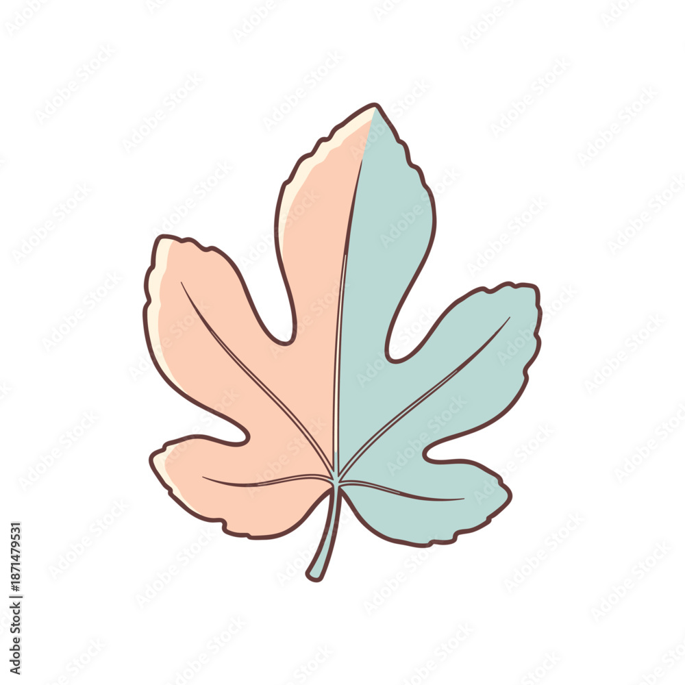 Obraz premium A stylized illustration of a pastel-colored leaf showcasing its unique shape and texture