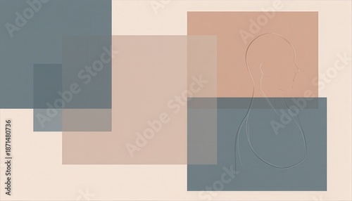 Serene Abstract Composition with Human Profile Outline