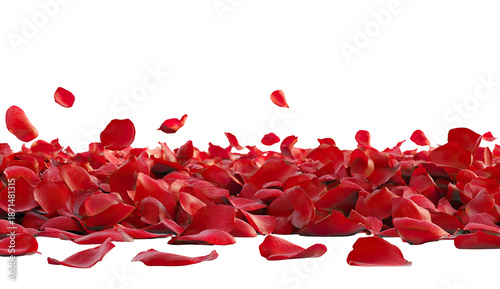 Red rose petals scattered across a surface