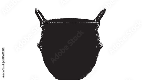Black Face Mask with Straps on White Background