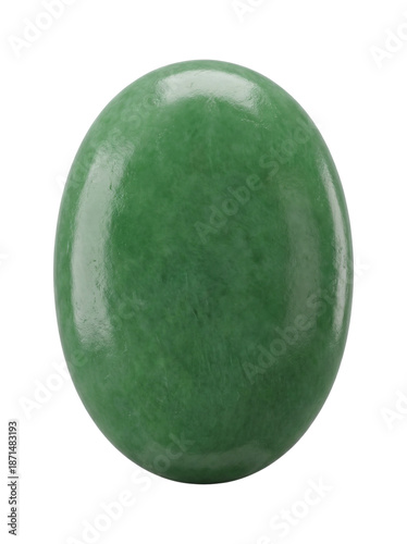 Photos Oval green jade gemstone cabochon isolated on white background