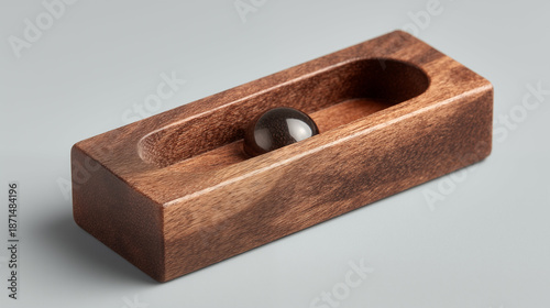 Wooden block plane with metal blade on neutral background, traditional carpentry hand tool for woodworking and craftsmanship projects
