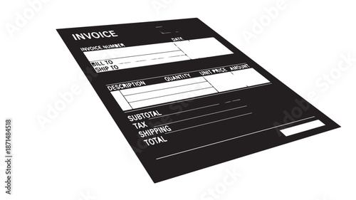 Black Invoice Form on White Background