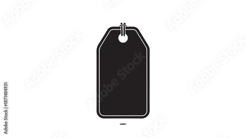 Black Tag with Silver Hole Punch on White Background