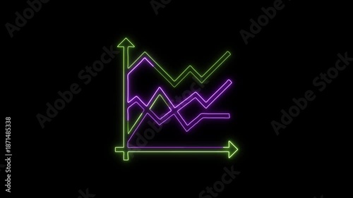 neon arrow up business graph icon animation. business chart growth concept.