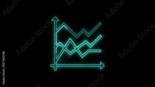 neon arrow up business graph icon animation. business chart growth concept.