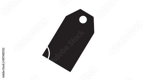 Black Tag with Hole on White Background