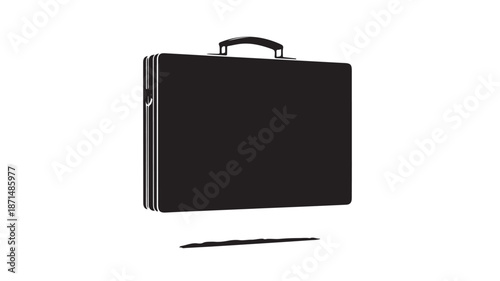 Black Briefcase with Handle on White Background