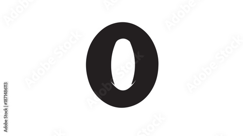 Large Black Zero Number on White Background