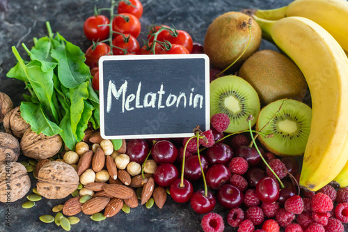 Fotografía Foods containing melatonin on a beautiful background