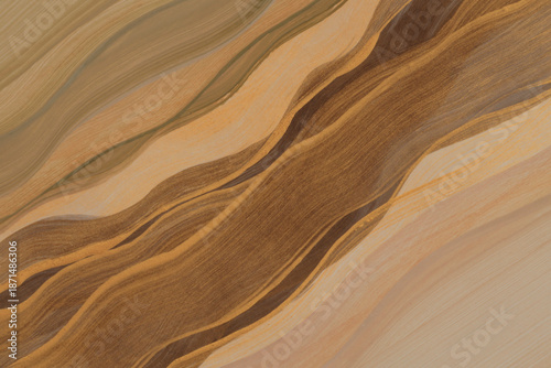 Wallpaper Mural Art Oil, Acrylic Wave strp line brush stroke smear blot painting. Abstract texture Gold, bronze, beige background. Torontodigital.ca