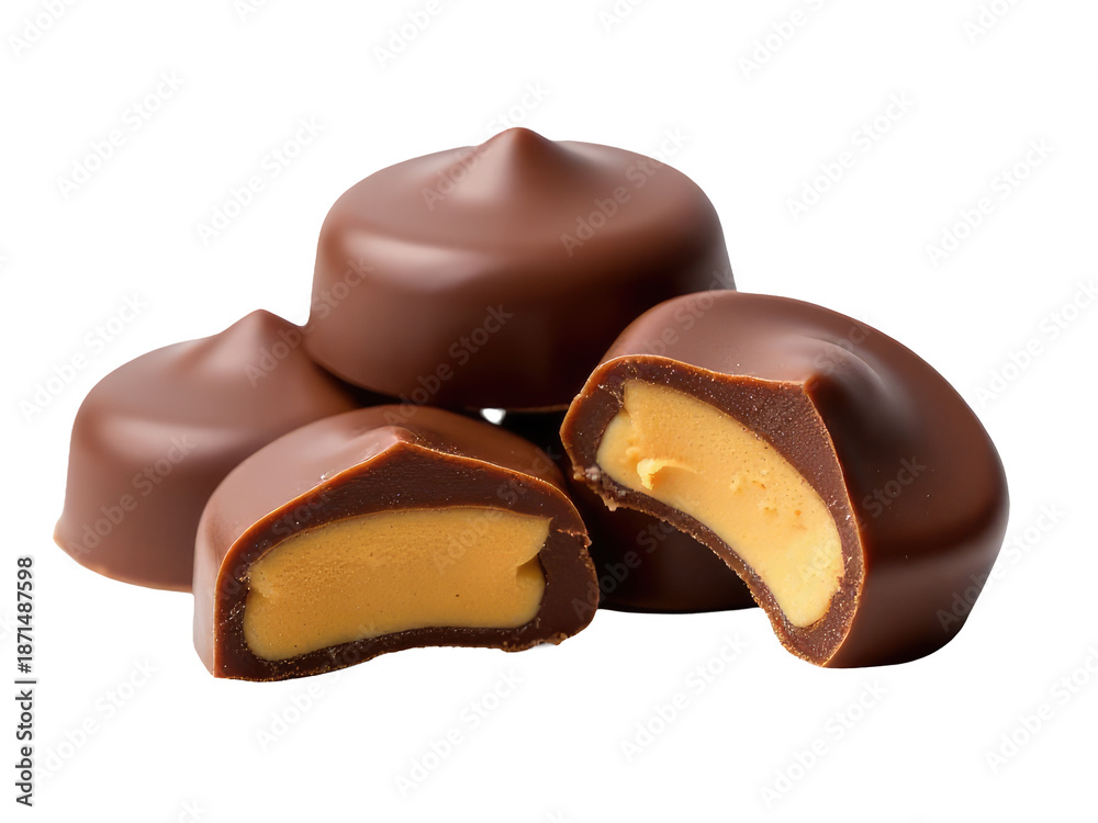 Obraz premium A pile of chocolates with one taken out of the box, perfect for illustration or photography concept