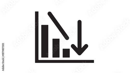 Decreasing Bar Chart Graph with Downward Arrow
