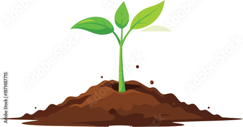 Young Plant Sprouting and Breaking Through Soil Surface Symbolizing Growth and Renewal