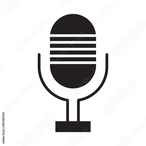 Sleek black microphone icon perfect for audio voice sound recording podcasting broadcasting music communication digital