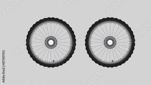 Bicycle Wheels Set with Spokes and Tires Isolated Vector