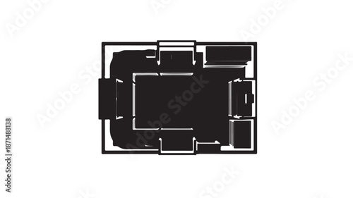 Black Floor Plan on White Background