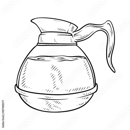 vector line art hand drawn illustration of a teapot