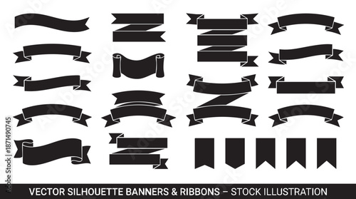 Vector Silhouette Banners and Ribbons Illustration