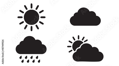 Weather forecast icons with sun and clouds