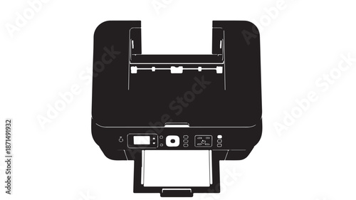 Black Printer Device on White Background