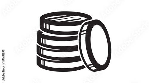 Stacked Metallic Washers on White Background