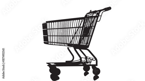 Shopping Cart on Wheels Isolated on White