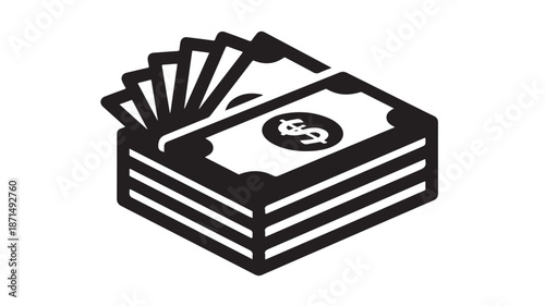 Cash Money Stack with Dollar Bills Isload on transpernt background