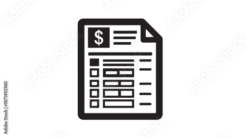 Invoice Icon with Dollar Sign Isload on transpernt background